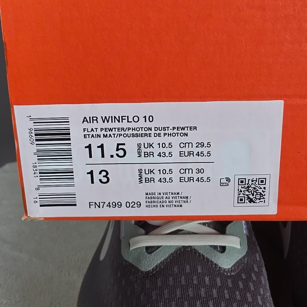 Nike Air Winflo 10 Men's Running Shoes Mesh Flat Pewter/Photon Dust Size 11.5 - Picture 4 of 9